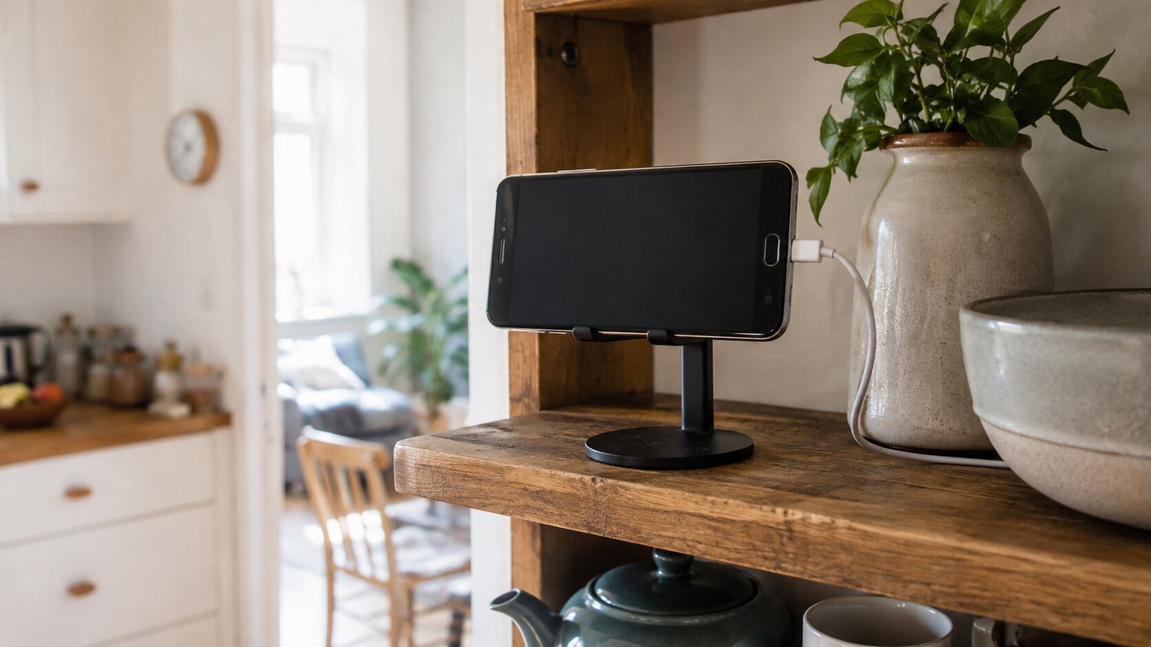 Smartphone als Kamera auf einem Regal